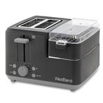 West Bend 78500 Breakfast Station Wide Slot Toaster with Removable Crumb Tray includes Meat and Vegetable Warming Tray with Egg Cooker and Poacher, 2-Slice, Black