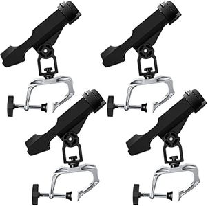 4 Pcs Fishing Boat Rods Holder 360 Degree Adjustable Folding Fishing Pole Holders with Large Clamp Opening for Boat Trolling Holder Pole Stand Rack Fishing Boat Rod Bracket for Kayak Canoe Dock