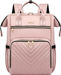 Laptop Backpack for Women, Work Business Travel Computer Bags, Teacher Backpack for Womens, Quilted Pink Casual College Daypack with USB Port, Fit 17.3 Inch Laptop