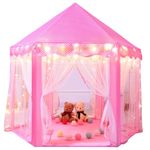 Sumbababy Teepee Tent for kids Pop Up Tent Indoor Toys Girls Play Tent Princess Tent Hexagonal (Pink)