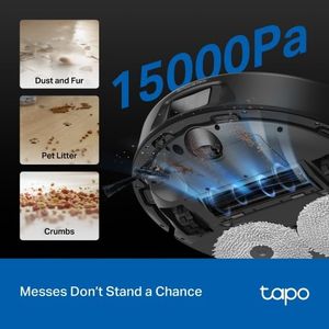 Tapo RV50 Pro Omni Robot Vacuum Cleaner with Mop – 15000Pa Suction, All-in-One Dock, Dual-Laser, Alexa