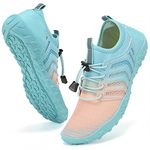 Water Shoes Mens Womens Beach Swim Shoes Quick-Dry Aqua Socks Pool Shoes for Surf Yoga Water Aerobics (G-Pink/Blue, 39)