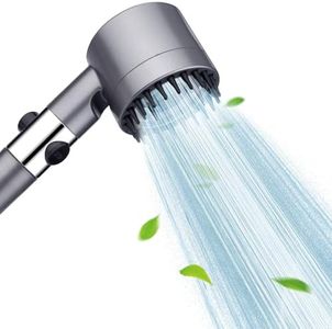 Duschkopf mit Filter, Wassersparend Hochdruck Duschkopf, Massage Handbrause mit 3+1 Strahlarten, Regendusche Duschkopf mit Stoppfunktion (Grau)