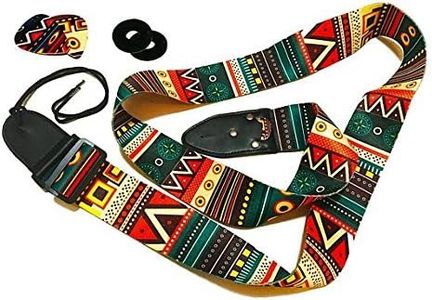 Vintage Aztec Colors Guitar Strap Bundle Includes 2 Strap Locks & 2 Unique Picks. Adjustable Polyester Guitar Strap - Suitable For Bass Electric & Acoustic Guitars. Black Friday Limited Time Deal.