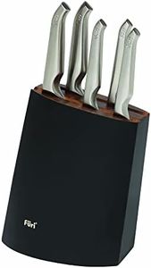 Furi Pro Angular Knife Block Set 6 Pc, Stylish Black Knife Block With Five Premium Knives For A Superior Cutting Performance, Stainless Steel Blades, Ergonomic Reverse-Wedge, Anti-Fatigue Handle
