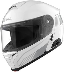 Sena Specter Modular Smart Communication Motorcycle Helmet with Mesh Intercom, 2nd Gen Sound by Harmon Kardon, Dupont Kevlar Shell (Gloss White, XXL)