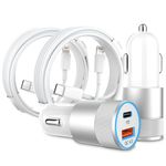 Car Charger, 2Pack 48W USB C Car Charger Adapter with 3FT Lightning Cable, PD/QC 4.0 Car Phone Charger Fast Charge Cigarette Lighter USB Charger 12V USB Socket for iPhone 14/13/12/11, iPad and More