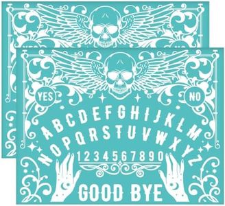 OLYCRAFT 2Pcs 28x22cm Self-Adhesive Silk Screen Printing Stencil Ouija Board Silk Screen Stencil Skeleton Letter Number Mesh Stencils Hand Transfer for Painting on Wood DIY T-Shirt Fabric