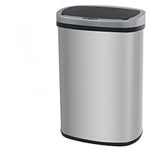 Trash Can Automatic Waste Bin Mute Metal Garbage Can with Lid Stainless Steel 13 Gallon 50 Liter for Kitchen | Office | Bedroom | Bathroom | Living Room, 11” x 16” x 23”