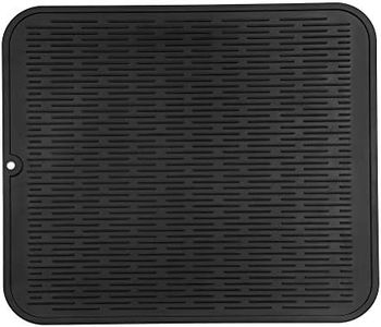 MicoYang Silicone Dish Drying Mat for Multiple Usage,Easy clean,Eco-friendly,Heat-resistant Silicone Mat for Kitchen Counter or Sink,Refrigerator or Drawer Liner Black XL 18 inches x 16 inches