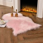 duduta Pink Faux Sheepskin Rugs 2x3 ft, Faux Fur Chair Seat Covers Fluffy Shag Throw Rugs Machine Washable