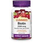 Webber Naturals Biotin 2500 mcg, 60 Gummies, Supports Healthy Hair, Skin & Nails, Energy Metabolism, Vegan