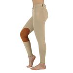 beroy Women Horse Riding Knee-Patches Pants Ladies Equestrian Front-Zip Breeches Legging with Pockets(Khaki, M)