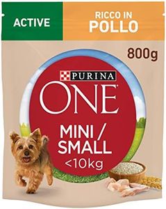 Purina One Mini Active per Cani inferiori a 10 kg, Crocchette con Pollo e Riso, 8 Confezioni da 800 g