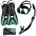 Seavenger Hanalei Anti-Fog 4-Piece Snorkeling Set (Seafoam Green, Medium)