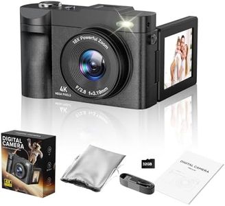 4K Digital Camera for Photography- 50MP Autofocus Vlogging Camera with 2.8" 180°Flip Screen, 18X Digital Zoom- Compact Point and Shoot Camera with 32GB TF for YouTube, Travel, Beginners, Black