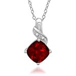 Amanda Rose Collection Women's Created Ruby And Diamond Pendant Necklace In Sterling Silver 2 1/2Ct Tgw