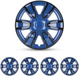 I1MOTOR Hubcaps 14'', Wheel Rim Cover Universal R14 Hub Caps, Snap On Car Pickup Truck SUV, Wheel Covers, ABS & PC Material, Set of 4, 14-Inch, Black & Blue Lacquer