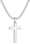 Fiusem Cross Necklace for Men, Silv