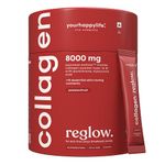 YourHappyLife Reglow 8000mg Wellnex Marine Collagen Peptide Supplement Powder For Women & Men| Type 1 & 3 For Healthy Skin, Hair & Nails |Glutathione, NAC, Biotin, Hyaluronic Acid -250gm, Passionfruit