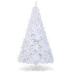 Happygrill 7 Feet White Christmas Tree Artificial Xmas Tree with Solid Metal Stand White Christmas Pine Tree for Indoor Outdoor Decoration