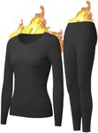 UNIQUEBELLA Womens Thermal Underwear Long Johns Base Layer Set for Women Athletic Underwear Set Black