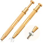 ANCIRS 2 Pack Stainless Steel 4-Claw Pick up Tool for Small Parts Pickup, 4 Prongs Grabber for Tiny Objects in Home, Office - IC Chip, Electronic Components, Nails Clamping- Golden Color