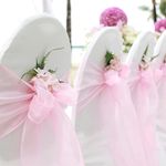 BIT.FLY 25 Pcs Organza Chair Sashes for Wedding Banquet Party Decoration Chair Bows Ties Chair Cover Bands Event Supplies - Light Pink