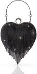 BABEYOND Women's Rhinestone Clutch Evening Bag - Heart Shape Glitter Tassel Purse for 1920s Party Prom Wedding