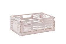 3 Sprouts Recycled Plastic Collapsible Crate - Stackable Folding Storage Bin for Home Organization, Eco-Friendly Milk Crate, Durable and Compact Crate for Adults & Kids - Large - Pink