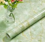 JB'S LAND 2024 New Vinyl Marble Wallpaper Peel and Stick Waterproof Wallpaper for Home Kitchen Countertop Cabinet Furniture Oil Proof Kitchen Stickers (60X200) (2024 Green)