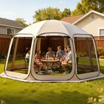 VEVOR Screen House Tent, 15 x 13.8 ft, 12-15 Person Pop Up Screen Tent, Portable Screened in Canopy with Carry Bag, Netting Sides, Ground Stakes, for Garden, Patio, Backyard, Outdoor Activities, Beige