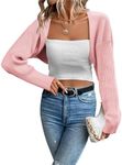 Zeagoo Women 2024 Fall Winter Shrug Sweater Long Sleeve Knit Bolero Crop Top Drop Shoulder Cardigan for Dresses Light Pink