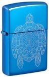 Zippo Zen Turtle Design High Polish Blue Pocket Lighter