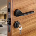 LAPO Luxury Door Locks for Main Door, Door Lock for Bedroom, Mortise Door Lock Set, Door Lock Handle Set with 3 Brass Key for Home,Office,Hotel | Black Finish | 3 Years Warranty Ro-127