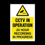 CCTV in operation 24hr recording Plastic Sign with 4 Pre-Drilled Holes - Security, Camera, Closed Circuit TV, Warning Safety (MISC15)