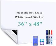 Warasee Magnetic Dry Erase Whiteboard Paper, 36" x 48" Self Adhesive Whiteboard Sheet for Wall, Easy to Write and Clean Dry Erase Board for Kids, Office, Home, with Marker, Magnetic Eraser and Magnets