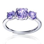SEUMOO Engagement Rings 2.2ct Sterling Silver Rings for Women S925 Moissanite Simulated Round Cut Diamond 4 Prong Adjustable Size Wedding Rings Promise Eternity Ring for Valentine's Day Purple