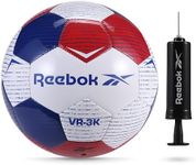 Reebok Recreational Soccer Ball, Premium TPU Composite Leather Cover, Soft Touch EVA Foam Backing, Includes Pump & Needle, VR-3K Series