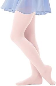 CozyWow 1 Pair Ultra Soft Dance Ballet Tights for Girls, Stretchable and Full Footed（1 pair x ballet pink, 10-12 Years）