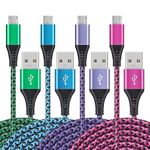 Micro USB Cable, [4Pack/3Ft] Android USB Male to Micro B Charger Cord, Fast Charging Speed Data Wire Nylon Colored Braided Powerline Cable for Samsung Galaxy S7 S6 J7 J3 J8 A01 Kindle Fire Droid