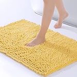 ROSMARUS Chenille Bath Mat Non-Slip Super Absorbent Bathroom Mat 40X60cm,Washable Soft Fluffy Bathroom Rug,Microfiber Shower Mat Shaggy Rug for Bathroom,Yellow