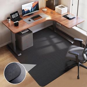 Office Chair Mat for Hardwood Floor: 53"x45" Large Black Rolling Chair Mat for Hard Wood and Tile Floor, Anti-Slip Heavy Duty Floor Protector Mat Under Computer Desk, Easy Glide Chair Mat for Home