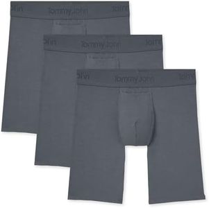 Tommy John Men’s Boxer Briefs 8” Underwear, Second Skin Boxers with Supportive Contour Pouch Silky Soft Tagless, Moisture Wicking Underwear Stretch Fabric, 3 pack, Turbulence Grey, XXL