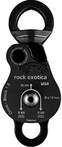 Rock Exotica Omni-Block 1.5" Double Swivel Pulley (Black) – High-Strength Swivel Pulley with Sideplate Access for Rigging – Made in The USA