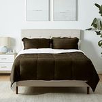 Amazon Basics Ultra-Soft Micromink Sherpa Comforter Bed Set - Chocolate, Full/Queen