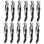 RECUTMS Corkscrew 12 Packs Wine Opener Wine Keys Bulk Stainless Steel Fold Beer or Bottle Opener Serrated Foil Cutter, Perfect for Bars Restaurants Family Company Party(Black)