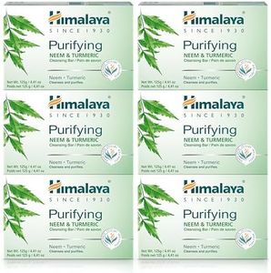 Himalaya Purifying Neem & Turmeric Cleansing Bar (6 PACK) for Clean and Healthy Looking Skin, 4.41 Oz/125 gm