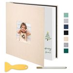Self Adhesive Scrapbook Photo Album Large Pages Linen Scrap Book Holds 2x3 4x6 5x7 8x10 Photos for Wedding, Baby, Family, Graduation, Vacation Beige