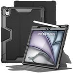 Poetic Explorer Case for iPad Air 11 inch M2 2024, Full Body Tough Stand Folio Cover with Pencil Holder, Built-in Screen Protector for iPad Air 6th/5th/4th Gen (11/10.9 Inch, 2024/2022/2020),Black